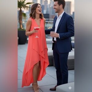 BCBGMaxAzria Sleeveless Dress with Dramatic Hemline | Size XXS